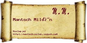 Mantsch Milán névjegykártya